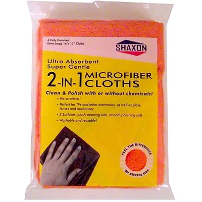 Absorbent Gentle SHX-MFW2-1212-B Shaxon Microfiber Cleaning Cloths 2-pack